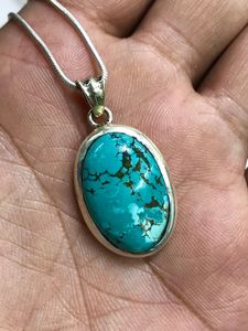 Stunning Designer 92.5 Sterling Silver <b>Pendant</b> Arizona Turquoise Gemstone Trendy for Wedding Anniversary Amazing Bulk Product - Product Image 2