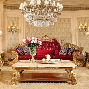 Ensemble de meubles de salon de 7 places, canapé luxueux en bois massif sculpté à la main, pour la <span class=keywords><strong>famille</strong></span> française, <span class=keywords><strong>royal</strong></span>, couleur or - Product Image 3