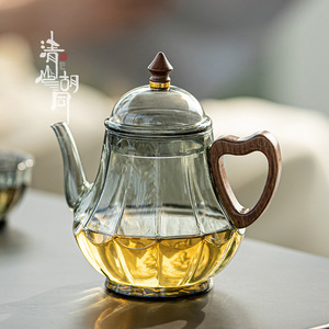 Théière en verre en forme de cœur Lotus avec couvercle, résistante à la chaleur, pour la préparation du thé à usage domestique - Product Image 1