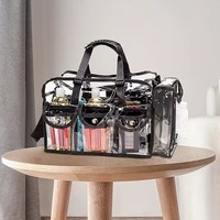 Trousse de Toilette Portable en PVC Transparent 3D avec Fermeture Éclair, Pliable, pour Cosmétiques et Crayons, Résistante à l'Eau