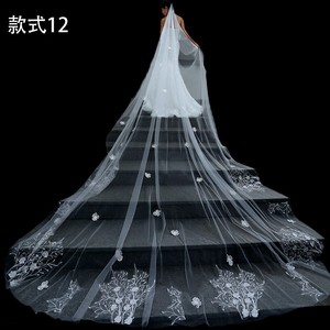 Nouveau voile de mariage de style coréen de l'industrie lourde avec coiffure à grande queue Style super féerique pour l'église et la fête - Product Image 5