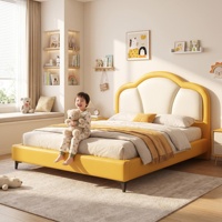 Lit moderne pour enfants XIYUAN, revêtement en cuir véritable, structure en bois massif, écologique, durable, panneau en bois massif, plusieurs tailles