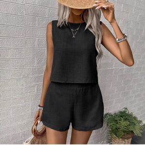 Ropa de <span class=keywords><strong>Mujer</strong></span>, Verano, Nueva Moda, Top Holgado sin Mangas, <span class=keywords><strong>Shorts</strong></span> - Product Image 1