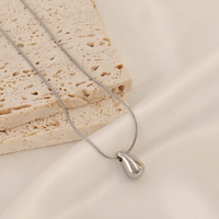 Collier Goutte d'Eau Lisse en Acier Inoxydable Plaqué Or 18K, Chaîne Serpent Mince, Pendentif Larme, Ras du Cou, Bijoux sur le Cou