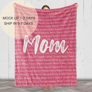 Ngày của Mẹ Quà Tặng Đa Tên Tùy Chỉnh Lông Cừu Chăn Bán Buôn Tùy Chỉnh In Flannel Tên Lớn Lông Cừu Chăn - Product Image 1