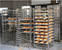 Chariot de boulangerie professionnel à double rangée en acier inoxydable 40x60 cm pour bacs GN, avec plateau supérieur et support de refroidissement pour pain et gâteaux