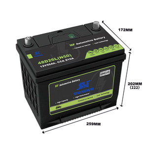 Batterie de démarrage automobile Shangwei 12V 50Ah 48D26MF/L/R - Product Image 2