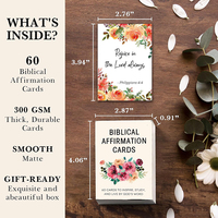 Cartes de versets bibliques personnalisées OEM d'usine, cartes d'affirmation de prière florales aquarellées avec boîte cadeau personnalisée avec couvercle et base