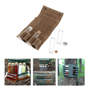 <b>Camping</b> Folding Seasoning Bottle Storage Bag, Large Capacity Canvas Glass Bottle and Jar Storage Bag, <b>BBQ</b> Bag - Product Image 1