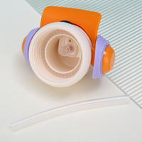 650ml Color degradado lindo auriculares sombrero oso botella de agua plástico niños termo taza con correa para regalo y Deportes