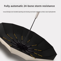 Parapluie entièrement automatique moderne à double armature en fer, protection UV, 24 baleines, revêtement noir, nouveauté, pare-soleil pour hommes et femmes