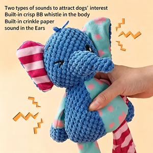 Jouet sonore pour <span class=keywords><strong>chien</strong></span>, durable, résistant aux morsures, en peluche, design patchwork, en forme de chiot, pour mâcher et nettoyer les dents, soulagement du stress, sonore, pour animaux de compagnie - Product Image 1