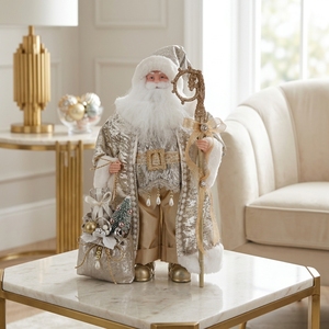 Nouvelle figurine de Noël Père Noël sur pied, style nordique, pour la famille, thème champagne - Product Image 1