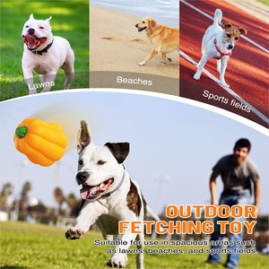 Juguetes de Peluche de Lujo para Perros con Forma de Calabaza de TPR, Sonido de Risa, Pelota Masticable para Entrenamiento de Pastoreo, Seguro para Exteriores - Product Image 6