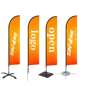 Wholesales Custom Logo Feather Banner Flags Outdoor Advertising Flying Beach Flag