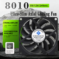 Ventilateur axial sans balais DC 8010 5V 12V 24V ultra-mince 3000 tr/min à double roulement à billes pour le refroidissement des ordinateurs, des processeurs, des Smart TV et des décodeurs