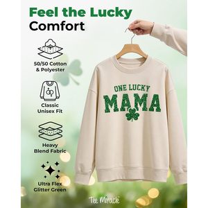 เสื้อสเวตเชิ้ตวันลัคกี้มาม่า กลิตเตอร์ วันเซนต์แพทริคเสื้อเจอร์ซีย์แขนยาวสำหรับผู้หญิง - Product Image 3