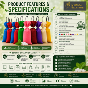 Fabricant de désodorisants pour voiture en sachet de camphre personnalisé, OEM, marque privée, parfum pour véhicule avec emballage en boîte imprimée - Product Image 4