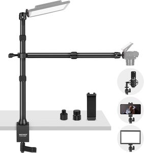 Neewer Tl253a + ds001 têtes vis adaptateur Table lumière support Table caméra trépied avec 2 bras télescopiques support de téléphone boule - Product Image 1