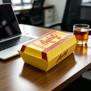 Boîte à hamburger en papier kraft avec logo personnalisé imprimé, boîte d'emballage <span class=keywords><strong>alimentaire</strong></span> en <span class=keywords><strong>carton</strong></span> biodégradable jetable avec design gratuit - Product Image 3