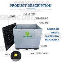 Conteneur pliable Sinocube personnalisé en PP/HDPE, empilable, résistant, antistatique, écologique, à 4 entrées, avec suivi intelligent