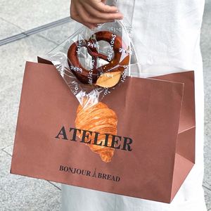 Sac en papier de boulangerie écologique personnalisé, style classique, sac en papier kraft pour pain, beignets, pizza, sushis, sacs en papier personnalisés avec impression - Product Image 5