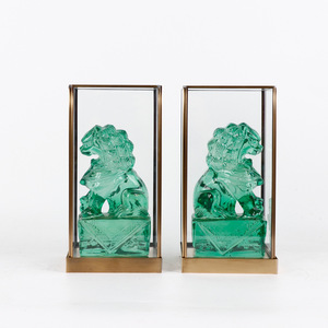 Juego <span class=keywords><strong>de</strong></span> 2 Figuras <span class=keywords><strong>de</strong></span> León Verde <span class=keywords><strong>de</strong></span> Resina Transparente Personalizadas, Decoración Feng Shui <span class=keywords><strong>de</strong></span> la Suerte, Leones Guardianes Chinos - Product Image 5
