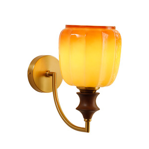Lámpara de Pared de Vidrio Naranja con Luz LED E26, Control de Interruptor, Estilo Retro para Dormitorio o Sala de Estar - Product Image 4