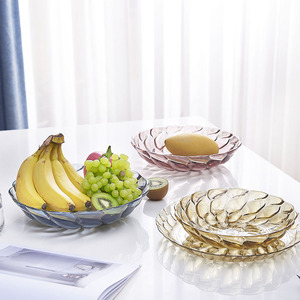 Crystal Love Song Transparent Round Fruit Plate Nordic Color Plastic Household Snack Dish Party Use - Product Image 3
