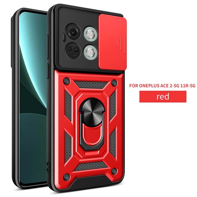 Shockproof Magnetic Armor Heavy Duty Back Cover Slide Window Protector Ring Mobile Phone Case 5G PC for Oneplus ACE 2 11R