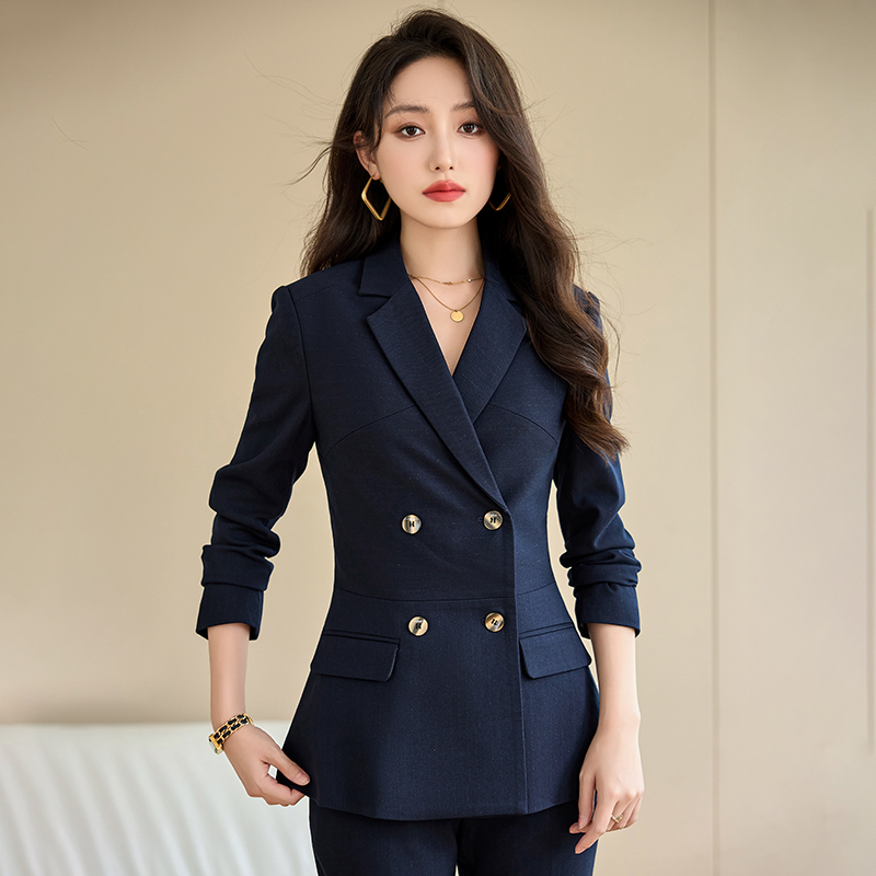 navy blue professional dress Navy Blue Stretch Organic Cotton Long Sleeve Dress main image 0