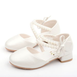 Zapatos de Princesa para Niñas, Zapatos de Tacón Alto de Cuero con Perlas, Estilo Coreano, Zapatos Planos - Product Image 1