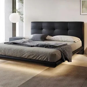 سرير منجد من الجلد معلق للكبار من NOVA سرير مزدوج كبير وفريد حديث لأثاث غرف النوم الأوروبية بحجم كينج
