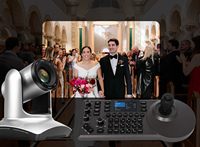 Sistema de Cámara PTZ 4K para Conferencias = 4 Cámaras 20X + 1 Controlador de Joystick para Conferencias, Transmisión en Vivo, Iglesia, Aula