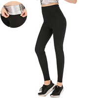 Calças esportivas de cintura alta, plus size, preta, feminina, para treino, fitness, sauna de emagrecimento, leggings