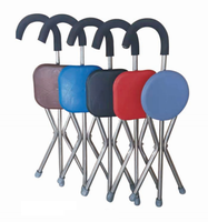 Tabouret à trois pattes opération simple canne de marche portable pliante avec siège
