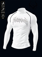 Herenslimfit high-neck geometrisch sportief casual atletisch T-shirt, zacht, huidvriendelijk, ademend, sneldrogend, geschikt voor gym, hardlopen en buitenactiviteiten