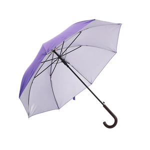 Vente en gros <span class=keywords><strong>Parapluie</strong></span> en argent de couleur unie avec longue poignée Conception droite semi-automatique-pour la publicité de cadeaux d'entreprise - Product Image 2