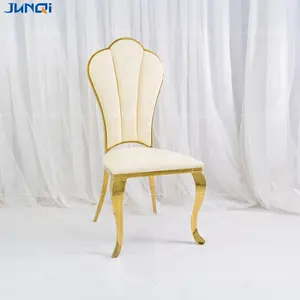 Prix de gros usine prune chaise de luxe en or salle à manger base mariée et le marié chaise en acier inoxydable