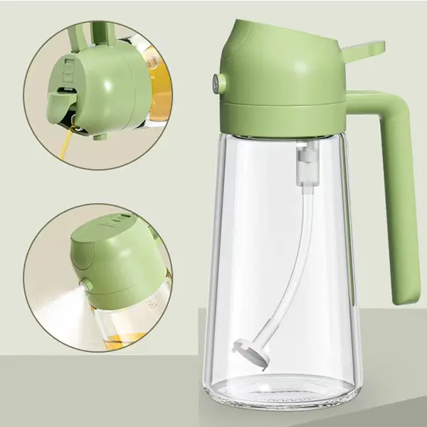 Keukenglas 2 In 1 Olie Nevel Azijn Olijfolie Sproeiers Dispenser 470 Ml Groene Witte Olie Spuitfles Voor Het Koken