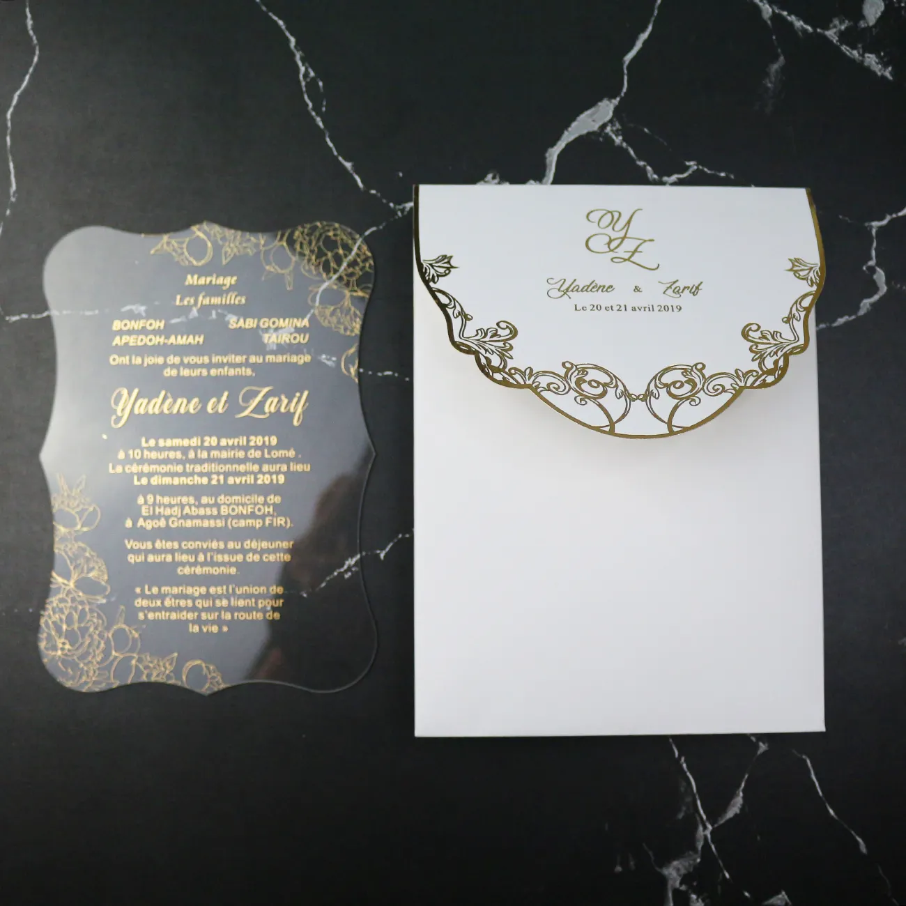 Personalità di Lusso Personalizzare Acrilico Inviti di Nozze Card Con Della Busta Personalizzata Set per la Cerimonia Nuziale Nuziale Doccia