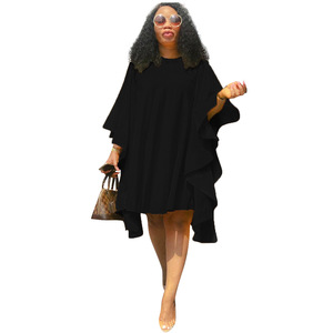 Elegante Abito Plissettato Plus Size da Donna, Vestito Mini con Maniche a Pipistrello <span class=keywords><strong>Oversize</strong></span>, Abito da Festa Vestibilità Ampia - Product Image 6
