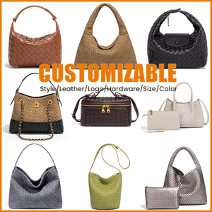 Sac à main tissé haut de gamme tendance pour femme, sac seau en cuir vegan, tendance, polyvalent, bandoulière unique, fermoir en corde <span class=keywords><strong>métallique</strong></span> - Product Image 5