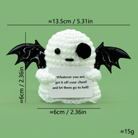 Vente en gros OEM Personnalisé Poupée fantôme d'Halloween au crochet, Amigurumi fantôme positif tricoté à la main avec chapeau de sorcière et carte de message amusante