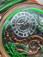 Montre mécanique squelette serpent pour homme, automatique, de luxe, boîtier incurvé, bracelet en acier inoxydable, cadran à aiguilles, squelette, à vibration satellite