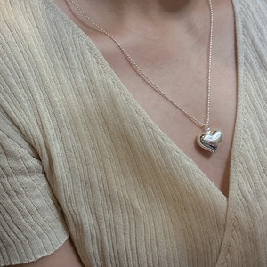 Collar de Plata de Ley S925 con Corazón Hueco Estilo Coreano, Cadena para Clavícula Minimalista, Moderna y Retro, Venta al por Mayor - Product Image 4