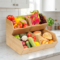 Lot de 3 boîtes de rangement empilables en bambou pour cuisine, rondes, multifonctionnelles, pour garde-manger domestique, vente en gros