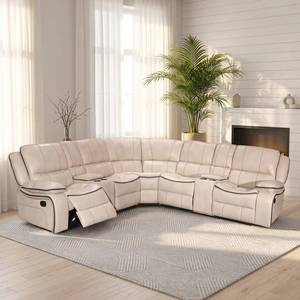 Extendable Tufted L-Shaped Corner Recliner <b>Sofa</b> Set, Air Leather Fabric Upholstery, <b>Sponge</b> Filling, Suitable <b>for</b> Living Room - Product Image 3
