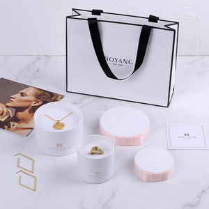 Boyang New Design Paper Round Jewelry Packaging Round <b>Gift</b> Ring <b>Box</b> with Paper Bag - Product Image 1