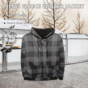 Chaqueta de invierno para hombre al por mayor CB194-MFJ185, gruesa, forrada de lana, de algodón, con rayas multicolor, cierre de cremallera, cuello con capucha, transpirable - Product Image 2